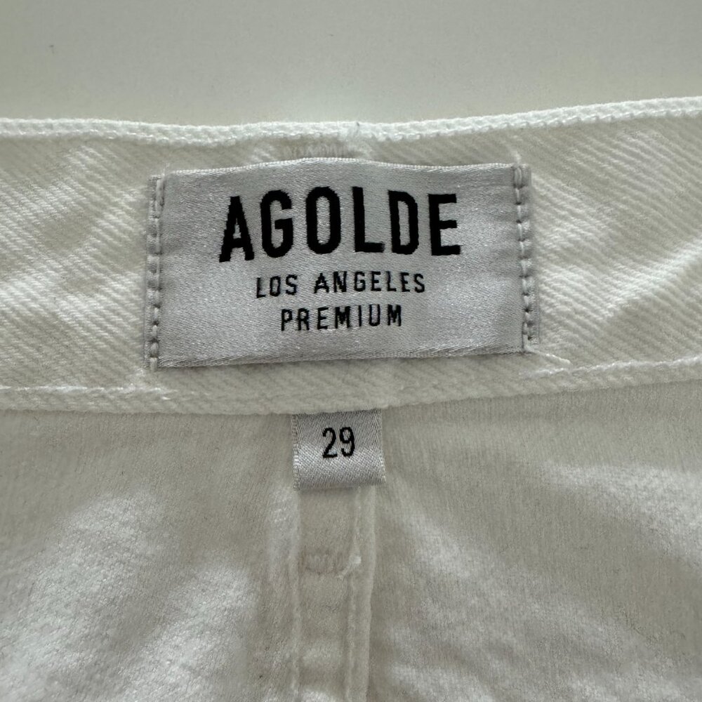 Agolde White 90s Mid Rise Loose Fit Jeans Button Fly, Size 29 - Picture 15 of 17